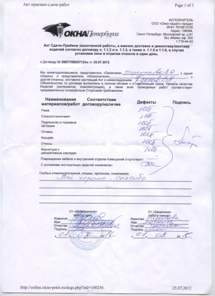 Отзывы Окна Петербурга Отзывы Окна Петербурга